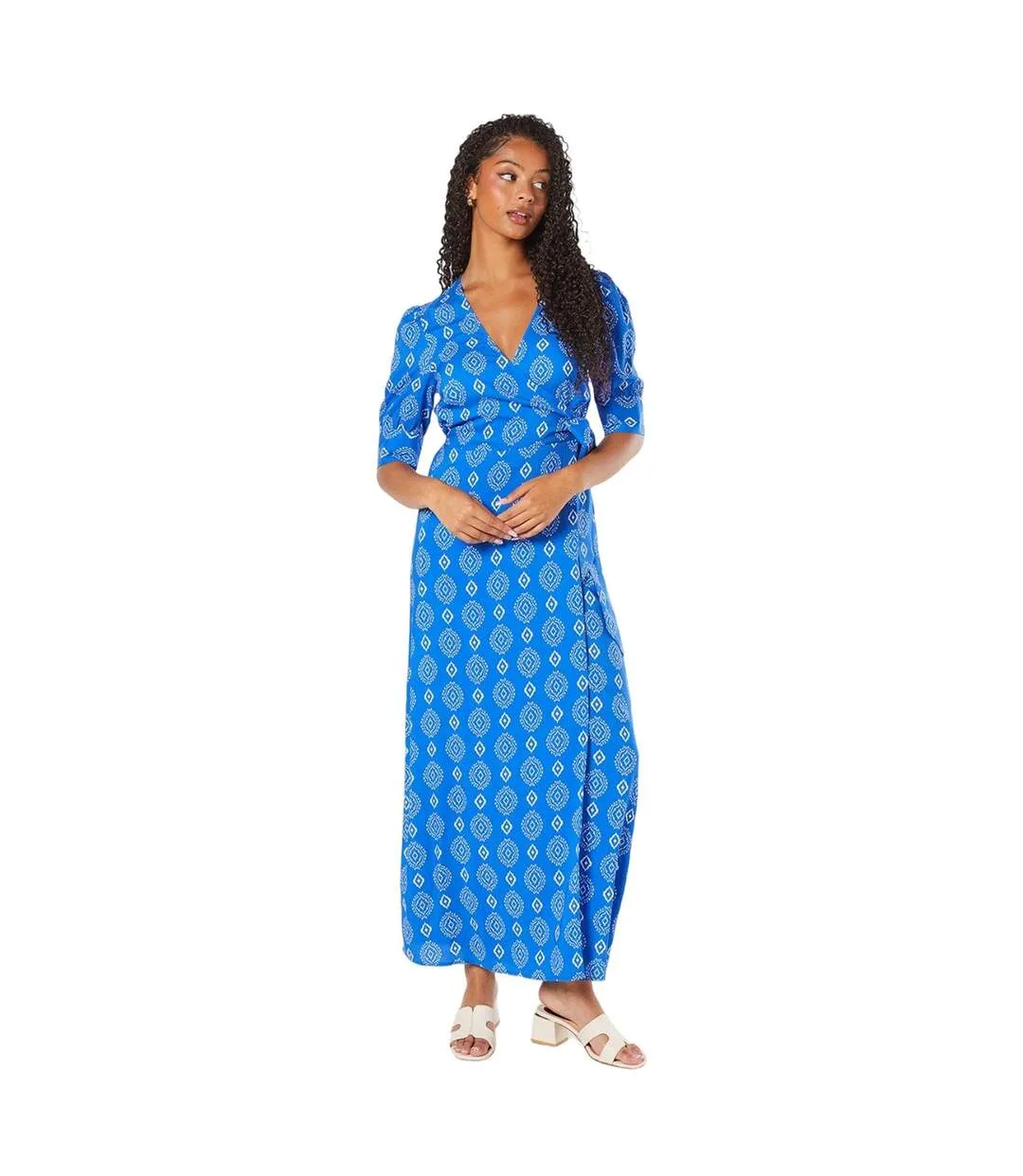 Womens/ladies wrap tall midi dress blue Dorothy Perkins