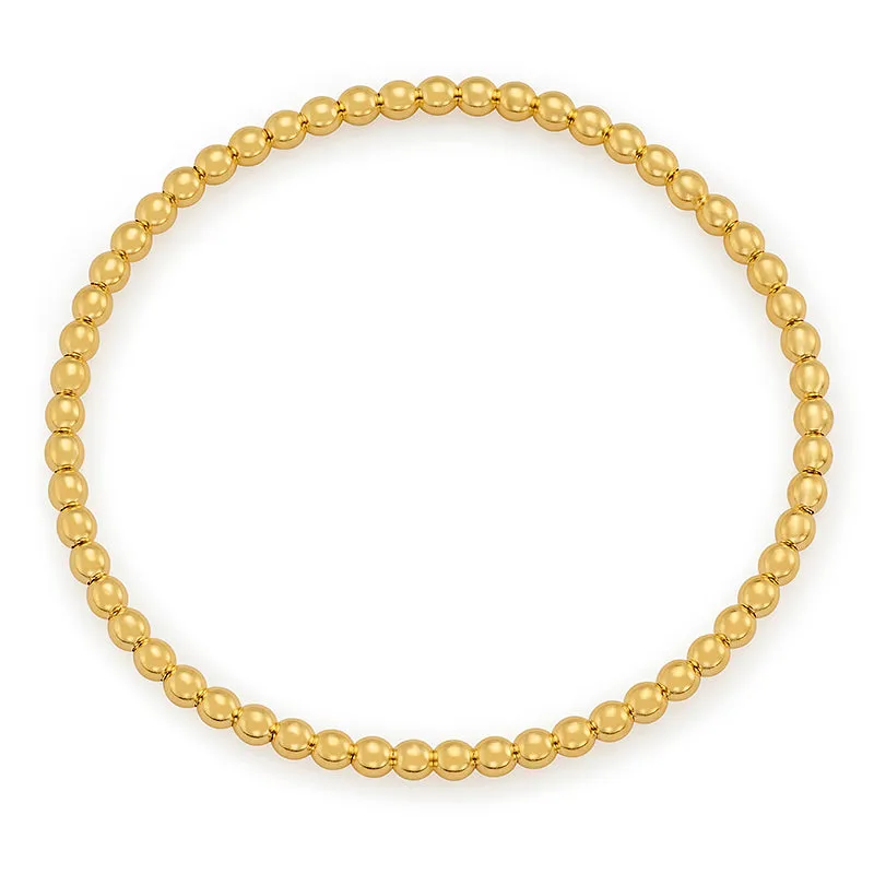 Yellow Gold Stretch Bead Bracelet