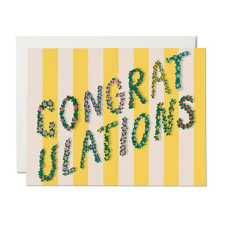 Yellow Stripes Congratulations Card